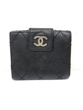 Chanel 10 S Wild Stitch Compact Wallet Black 7
